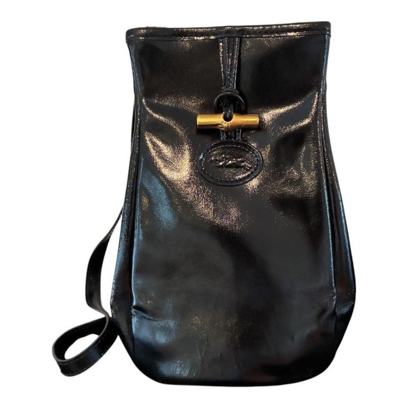 Longchamp Roseau Bucket Shoulder Bag Purse Leather in Black