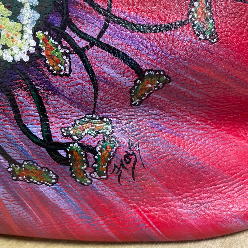 Hand Painted Bumble Bee Leather Hobo Bag Horse bit Anuschka Inspired gallery
