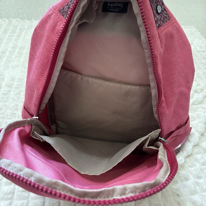 KIPLING Seoul Large Pink Laptop Backpack ~ Multiple Compartments School College gallery