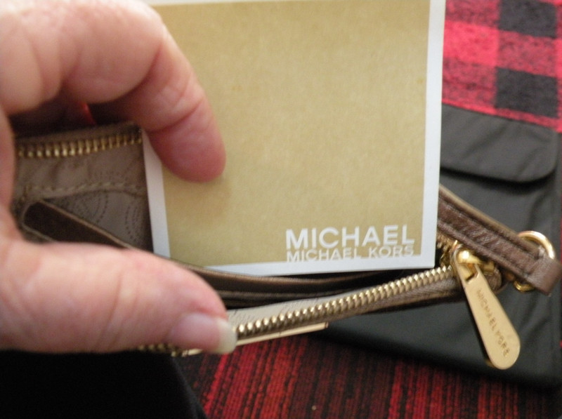 Michael Kors Brown MK Logo Gold Sequin Wristlet, Vintage New Old Stock with Tags gallery