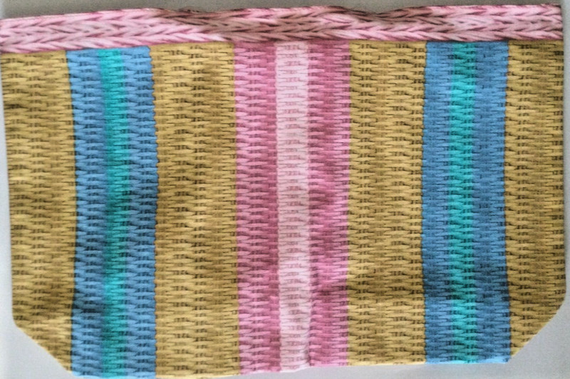 Colorful Striped Lightweight Beach Bag w/Handles (Purple Tassel Print) 20x12x5 gallery