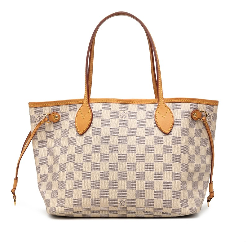 Louis Vuitton Damier Azur Neverfull PM Pre-Loved Tote Bag White