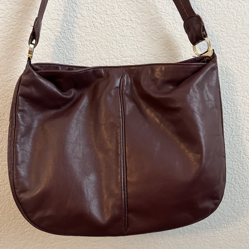 Evan Picone Burgandy Wine Color Soft Leather Shoulder Hobo Handbag
