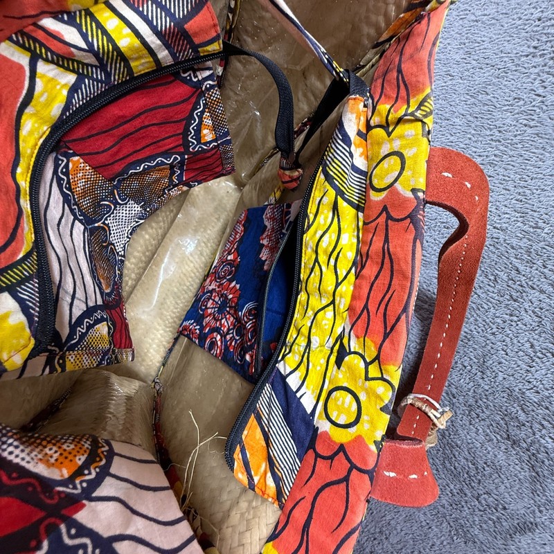 Kikapu by Furaha B African Art Weave Ankara Tote Bag Leather Handles gallery