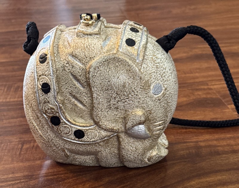 Timmy Woods Purse Beverly Hills Collection Hand Carved Elephant Shoulder Bag