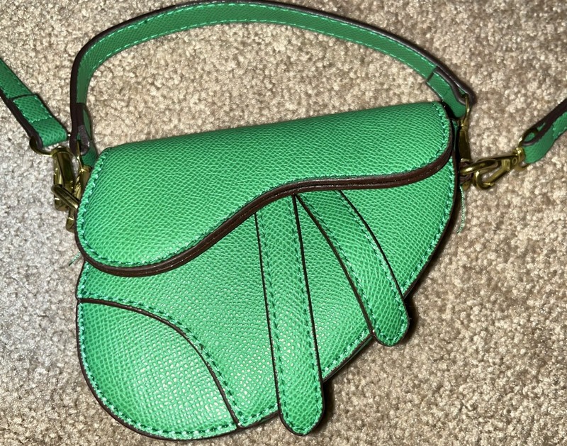 Saddlebag Shaped Mini Green Purse Cross Body Shoulder Bag Handbag 5 ½ x 4 Inches