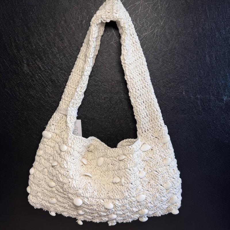 Hand Crafted In India Crotchet Macrame Bag With Real Seashells Shell Handbag