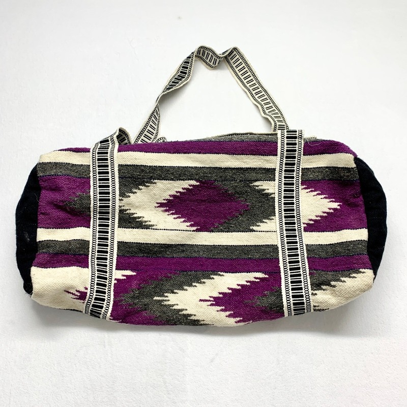 Unbranded Southwestern Woven Duffel Bag Womens Large Purple Geometric Wool Blend