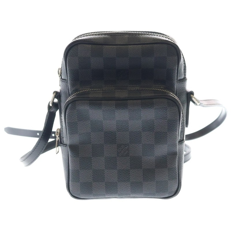 Louis Vuitton Damier Graphite Rem Shoulder Bag Mini Black Leather × PVC Used 877
