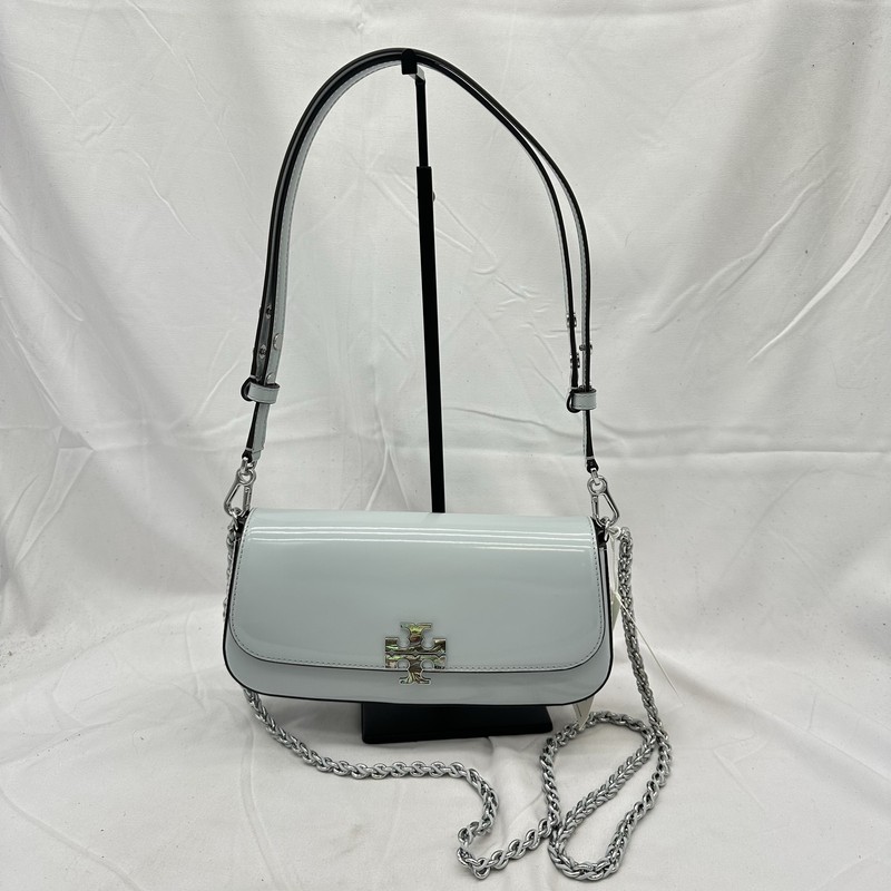 Tory Burch Britten Abalone Convertible Crossbody Bag Patent Leather Light Sea
