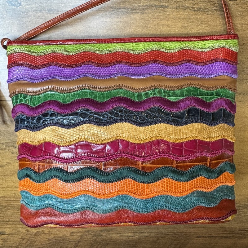 Vtg Sharif Glam Rock Crossbody Colorful 80s Coogi-Inspired Purse Bag USA-Made