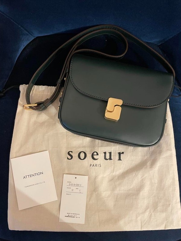 Soeur Paris Shoulder Bag Purse in Dark Green w/Dust Bag USED Good Condition