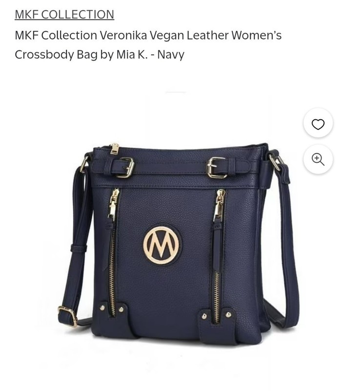 MKF Collection Women's Navy Crossbody Bag Zip, Detachable Strap gallery