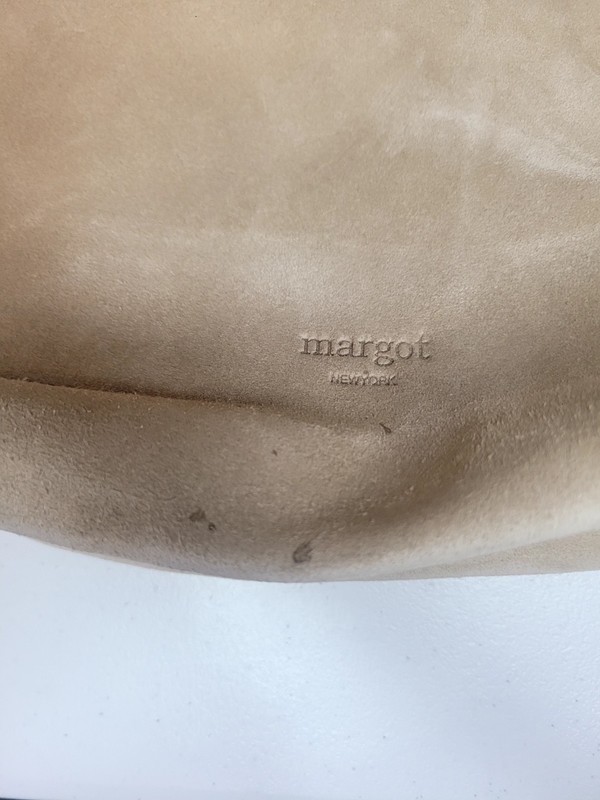 Margot New York Kaye Bucket Suede Leather Tote Bag Beige Adjustable Straps gallery