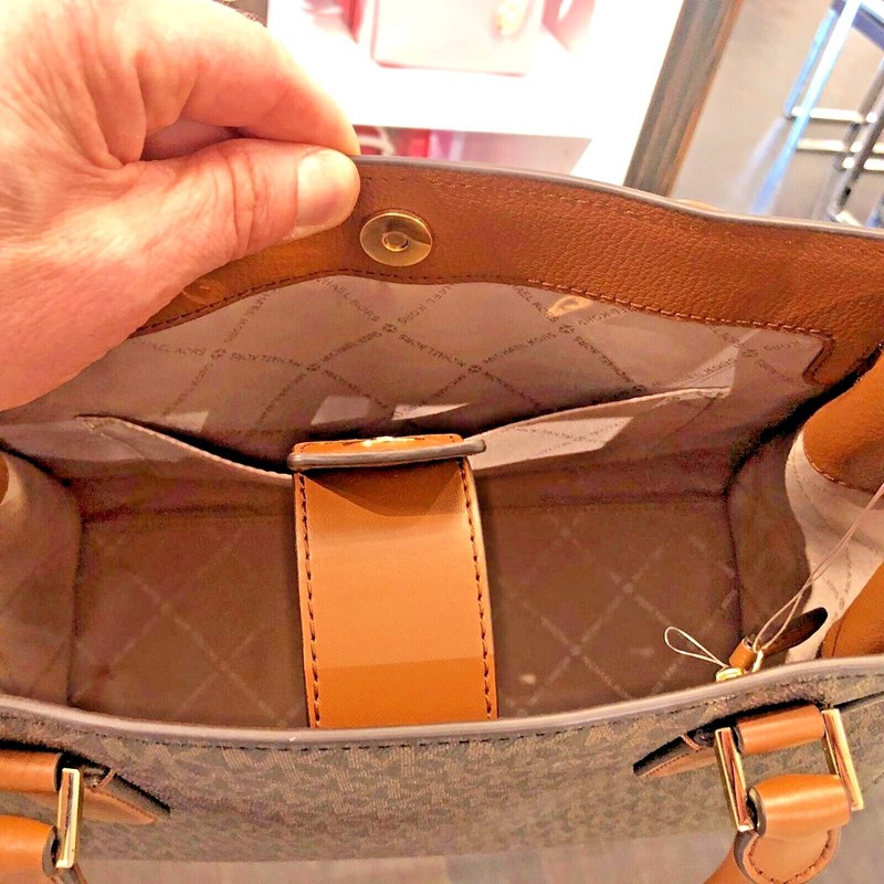 MICHAEL KORS HAMILTON MEDIUM SATCHEL SHOULDER BAG BROWN CROSSBODY HANDBAG PURSE gallery