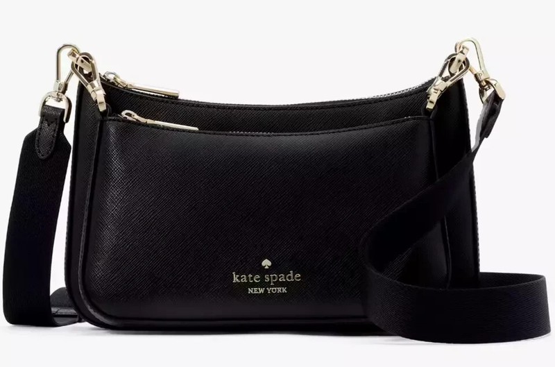 NWB Kate Spade Duet Black Saffiano Leather Crossbody Purse KH757 $349 Dust Bag