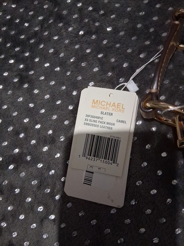 Michael Kors Slater Small CAMEL Crocodile Embossed Leather Sling Pack gallery