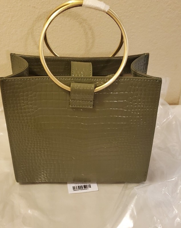 Tara Zadeh Croco Art Roya Leather Olive Dual Ring Mini Tote Handbag gallery