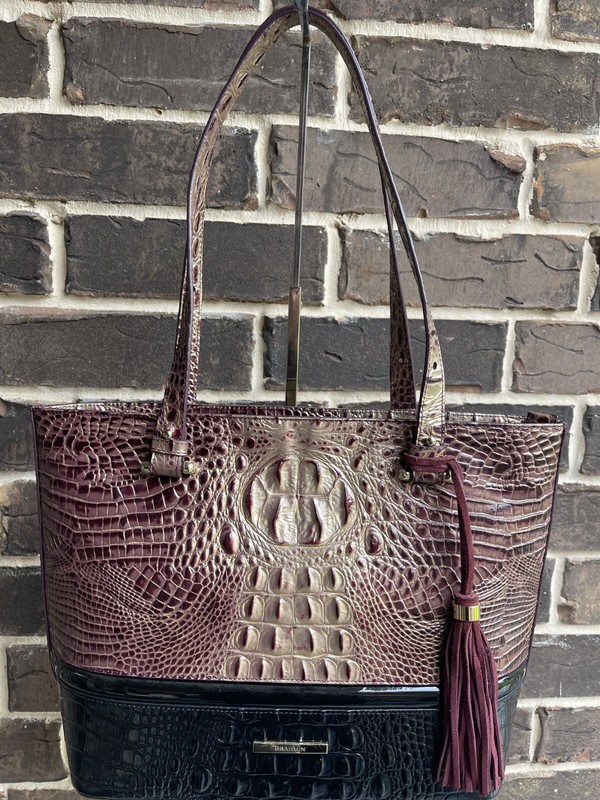NWT Brahmin Medium Misha Melbourne Tote Port Sonnet Purple Black Champagne