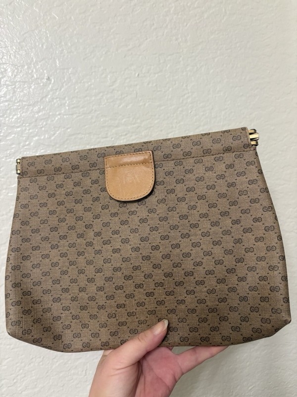Auth Gucci Micro GG Clutch Brown gallery