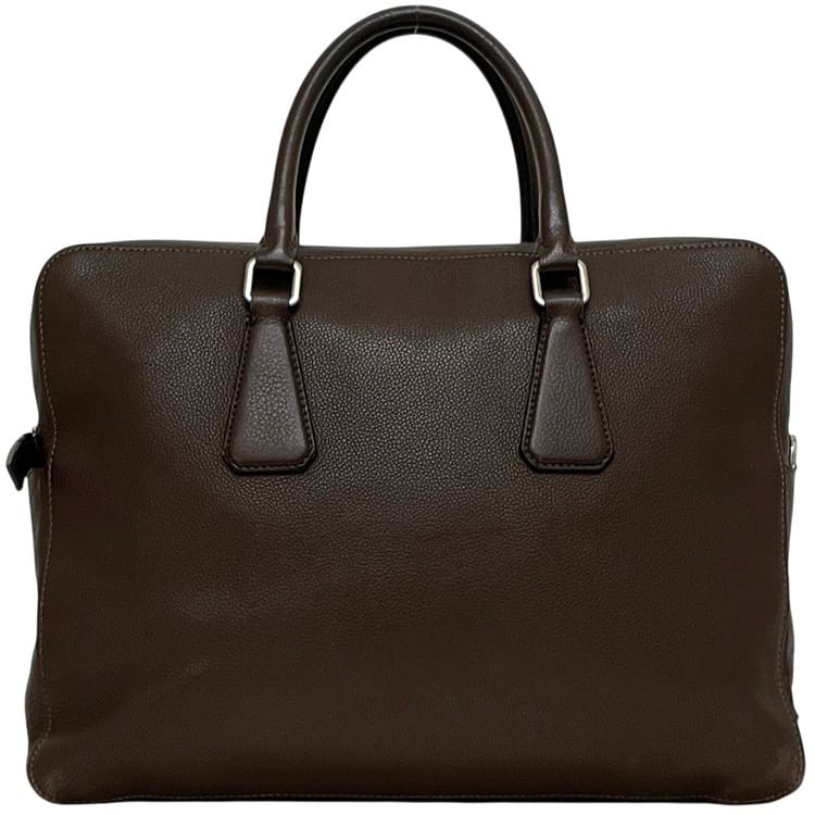 Prada Business Bag, Document Bag, Brown Briefcase, Leather, Used, Size 56 3