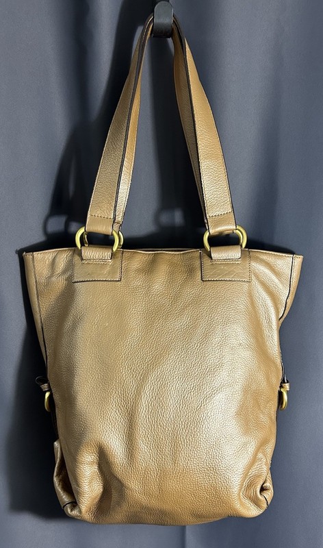 Avon 100% Genuine Leather Gold Tan Tote Bag Purse Shoulder Bag SUPPLE LEATHER gallery