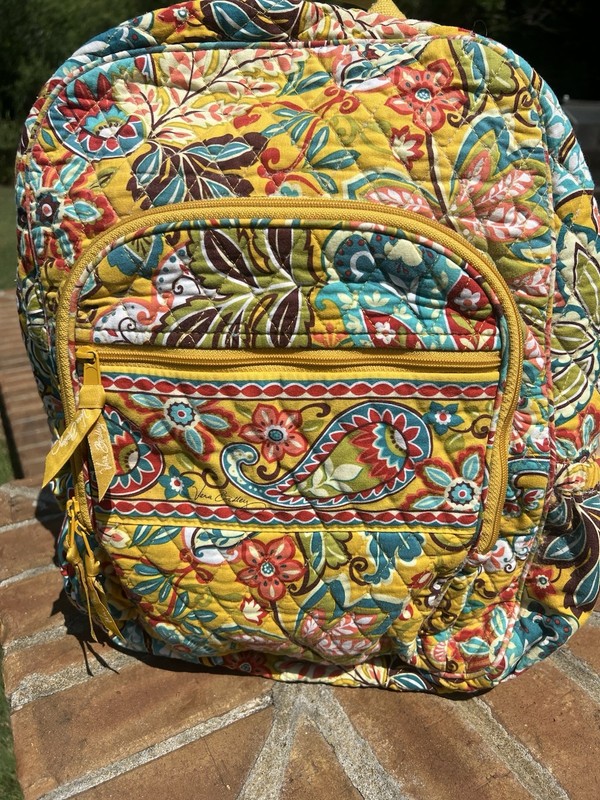 VERA BRADLEY Provencal Yellow Floral Paisley Backpack Colorful