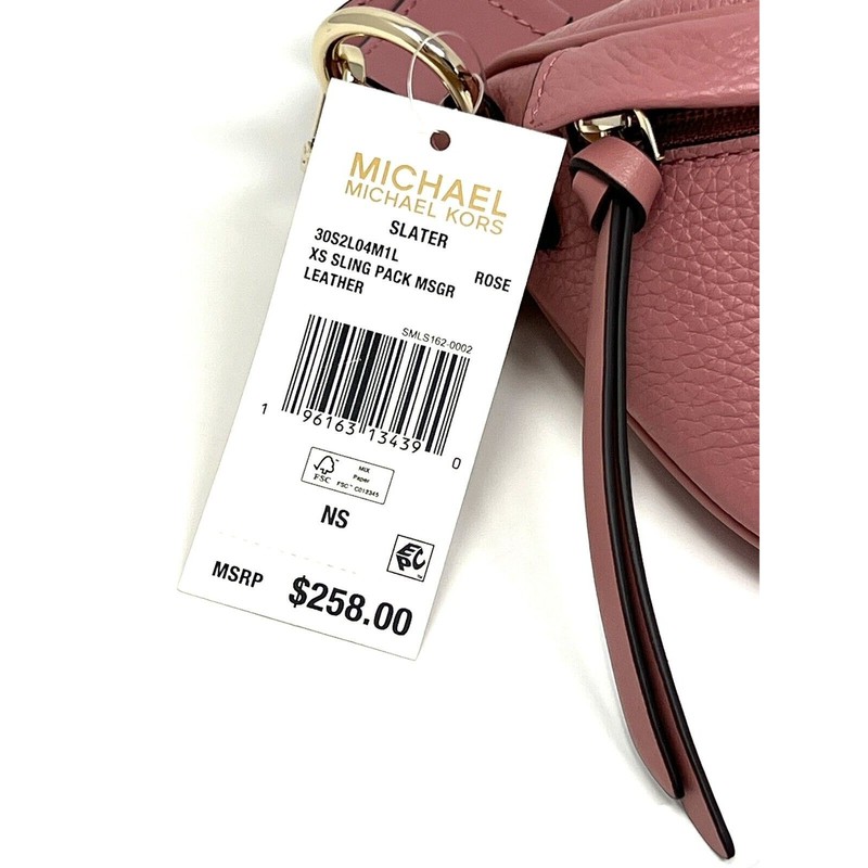 Michael Kors Slater Extra Small Pebbled Leather Sling Fanny Pack Rose Pink XS gallery