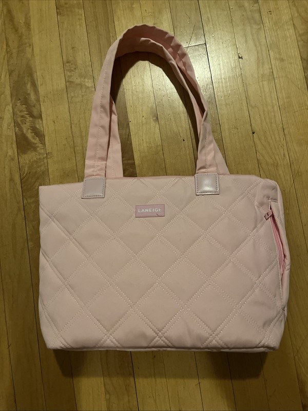 Laneige Baby Pink Quilted Tote With Zippers And Compartments BNWOT