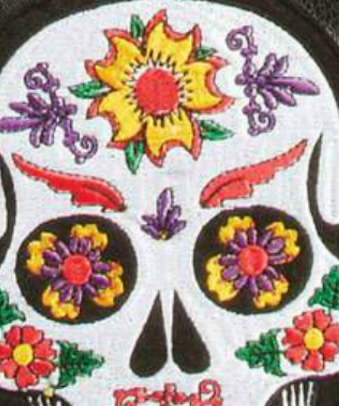 Sugar Skull Purse Leather Black Chain Shoulder Strap 10 1/2 x 8 3/4 Inches New gallery
