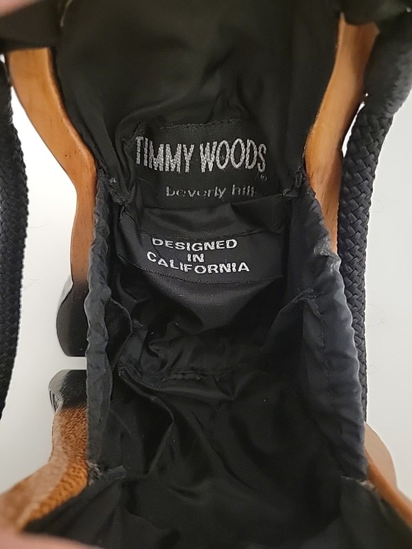 Vintage TIMMY WOODS of Beverly Hills Hand Carved WOOD Persian Cat Kitten Purse gallery