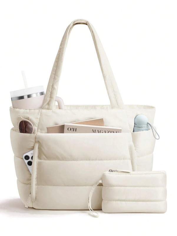 Puffer Tote Bag Women Lightweight Quilted Shoulder Work Travel Gym Bag