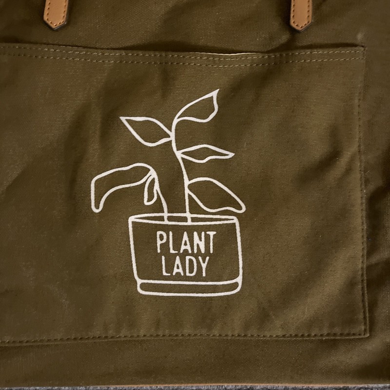 SONOMA Plant Lady Tote Bag Green Canvas Faux Leather Straps NWT Zipper Closure gallery