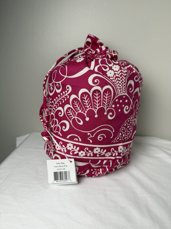 Vera Bradley Twirly Birds Pink Ditty Bag NWT – For Gym pool beach Travel
