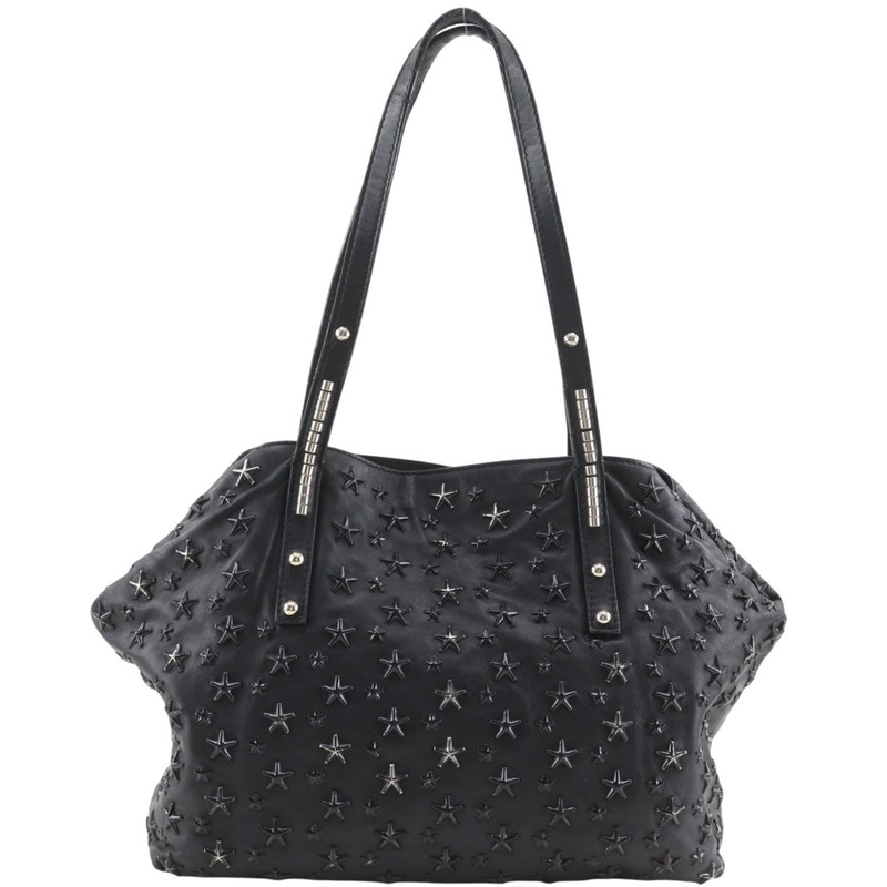 JIMMY CHOO Star studs Tote Bag black leather Star Women