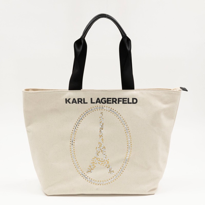 Karl Lagerfeld Paris Women Kristen Canvas Tote Bag Natural 420041