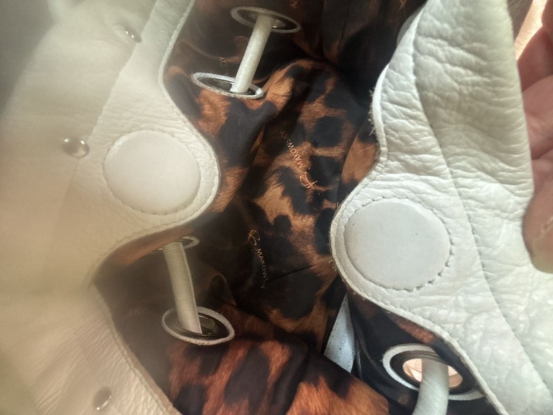 B. Makowsky White Leather Drawstring Shoulder Bag gallery