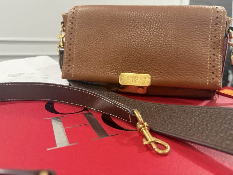 Carolina Herrera Brown Small Shoulder/Crossbody Bag Push Lock Detachable Strap