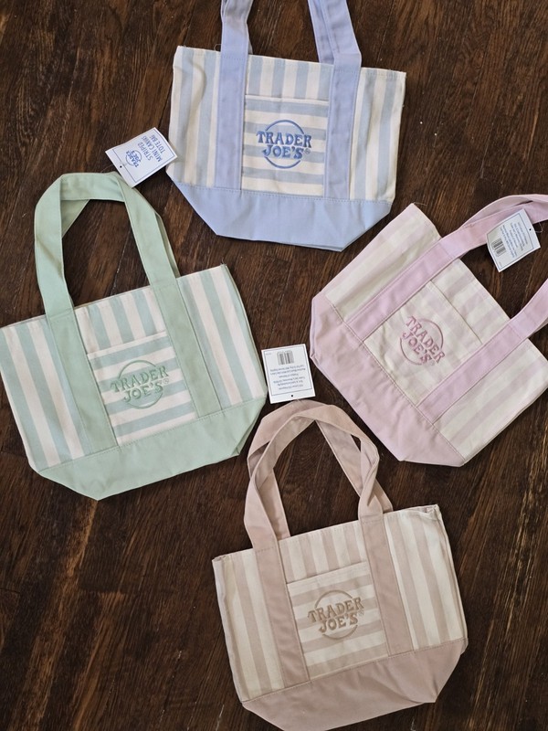 Trader Joe’s Striped Mini Canvas Tote Bag NEW! 4 COLORS