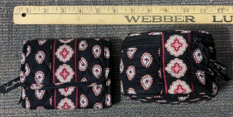 Vera Bradley Classic Black Tri-Fold Wallet And Small Travel Case Bag Fall 2006