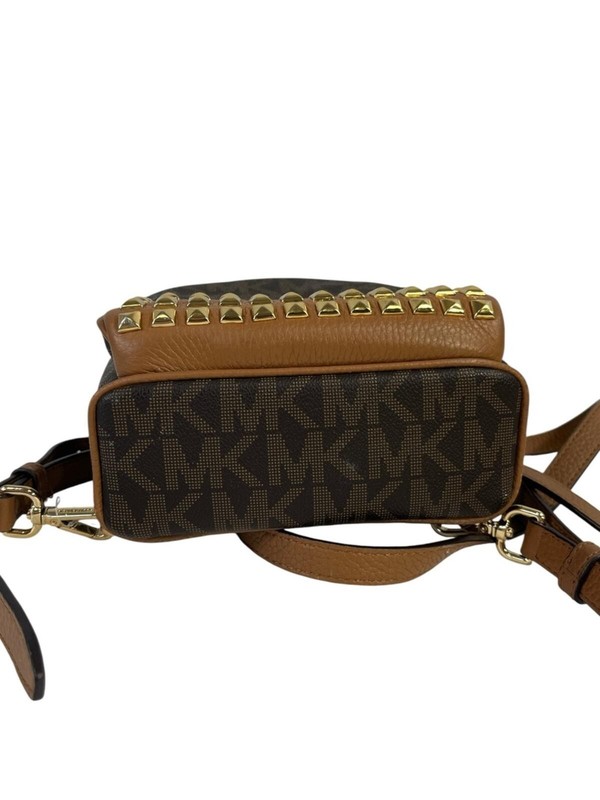 Michael Kors Abbey Small Studded Logo Backpack in Brown gallery