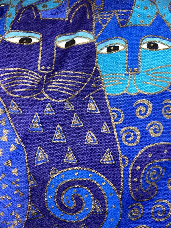 Laurel Burch Tote Bag 12x12x6 Cats Kitty -Blue Turquoise -Vinyl Lined – #READ!!