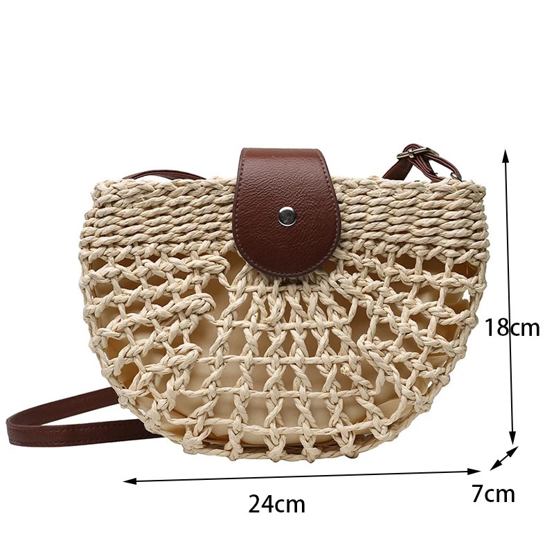 Bolso de paja de verano Yogodlns para mujer, bandolera semicircular de moda, de