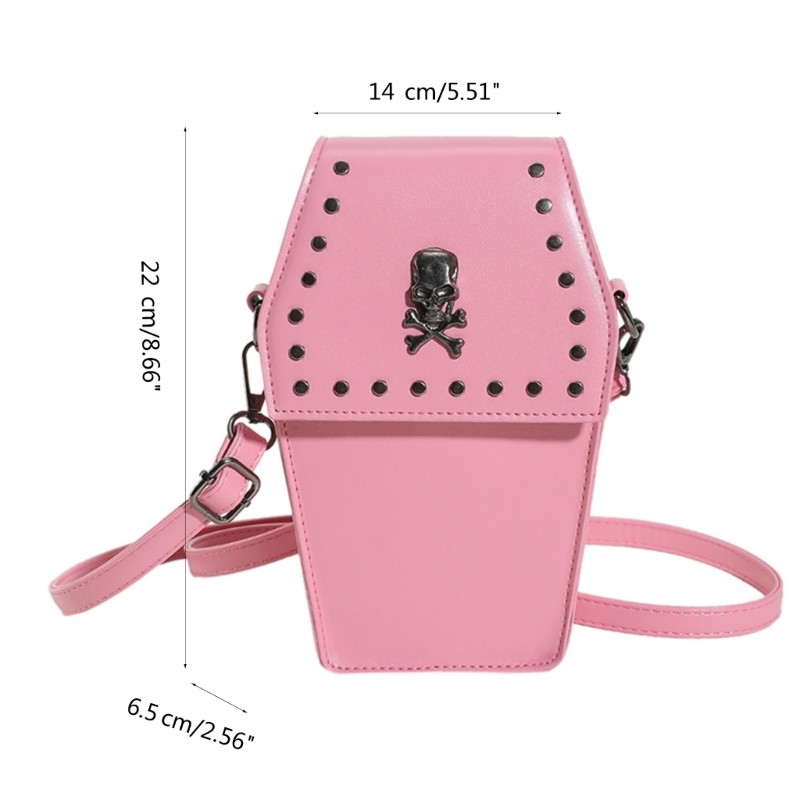 Rivet Handbag for Girl Women Fashion Purse Halloween Gothic Coffin Shaped Bag gallery