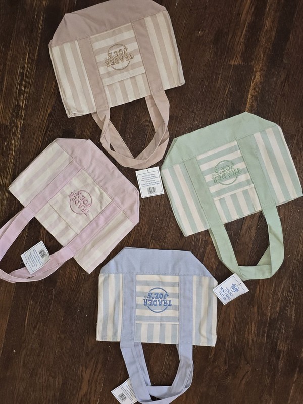 Trader Joe's Striped Mini Canvas Tote Bag NEW! 4 COLORS gallery
