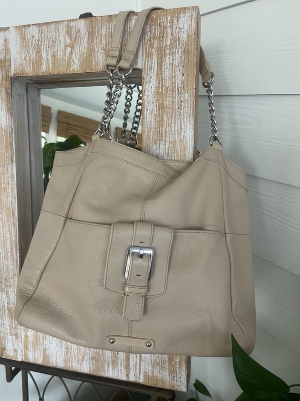 B Makowsky Small Leather Shoulder Bag Purple Plum Wine Pebbled Chain Strap