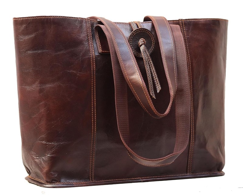 Women Genuine Leather Tote Vintage Shoulder Purse for Office Laptop Bag carryall