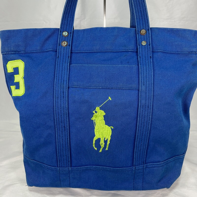POLO RALPH LAUREN Tote bag Blue Cotton W:14in H:16in D:6in Good Condition!! gallery