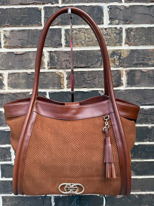 NWT $445 Brahmin Bailee Deveron Sparkling Cider Shoulder Tote brown