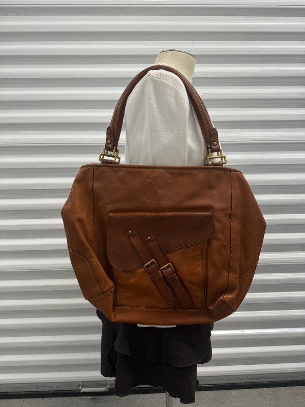 Vintage Ralph Lauren Leather Tote Bag Brown Vintage Shoulder Bag Large Larchmont